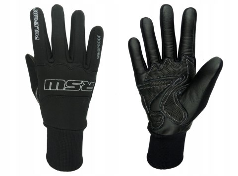 POLEDNIK RĘKAWICE / RĘKAWICZKI SPORTOWE SKÓRZANO-TEKSTYLNE MODEL RSW WINDPROOF (WIATROODPORNE) KOLOR CZARNY ROZMIAR M