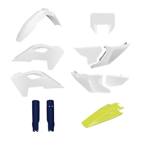 POLISPORT KOMPLET PLASTIKÓW (FULL KIT) HUSQVARNA TE/FE TPI '24-'25 W ZESTAWIE OSŁONA LAMPY PRZEDNIEJ I OSŁONY AMORTYZATORÓW KOLO