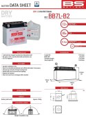 BS 2026/01 AKUMULATOR BB7L-B (YB7L-B) (12N7-3B) (YB7L-B2) 12V 8,4AH 135X75X133 OBSŁUGOWY - ELEKTROLIT OSOBNO (85A) UE2019/1148 -