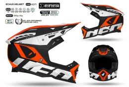UFO KASK ECHUS CROSS FIBERGLASS KOLOR CZARNY/BIAŁY/POMARAŃCZOWY FLUO ROZMIAR XL ( ECE 22R06 ) - KOLEKCJA 2025/2026