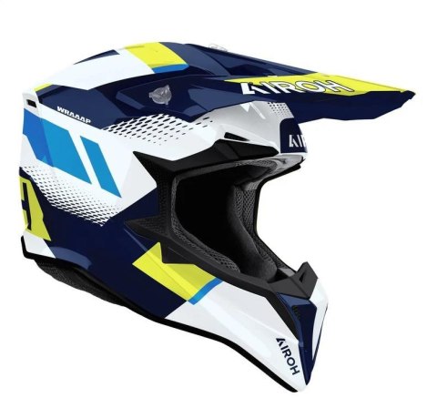 AIROH KASK CROSS / ENDURO / ATV / QUAD WRAAAP VISION KOLOR ŻÓŁTY FLUO/NIEBIESKI/BIAŁY ROZMIAR M