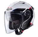 CABERG PROMOCJA KASK OTWARTY JET OTWARTY FLYON II BOSS KOLOR BIAŁY/CZARNY/CZERWONY/NIEBIESKI ROZMIAR S