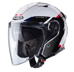 CABERG PROMOCJA KASK OTWARTY JET OTWARTY FLYON II BOSS KOLOR BIAŁY/CZARNY/CZERWONY/NIEBIESKI ROZMIAR S