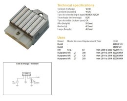DZE REGULATOR NAPIĘCIA HUSQVARNA WR 125/250/300 '11-'14 (OEM 8000H3964) (12A)
