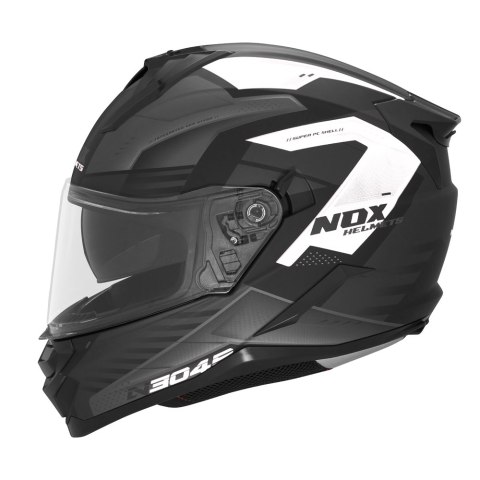 NOX KASK INTEGRALNY (FULL FACE) Z BLENDĄ N304S REVO KOLOR CZARNY/BIAŁY MAT ROZMIAR XL