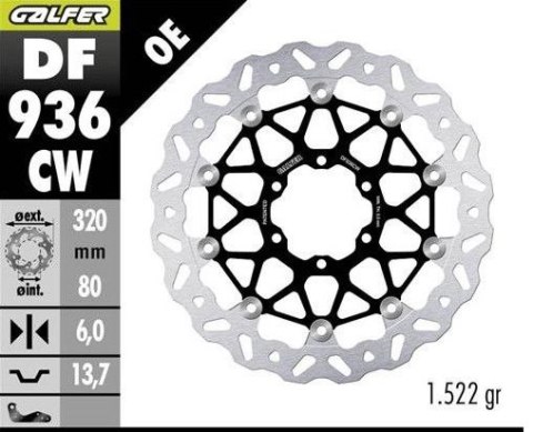 GALFER TARCZA HAMULCOWA PRZÓD BMW M 1000R '23-; M 1000RR '21-; M 1000XR '24-; S 1000R '21- ; S 1000RR '19-; S 1000XR '20- (WAVE 