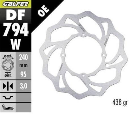 GALFER TARCZA HAMULCOWA PRZÓD KTM SX 85 '21-; HUSQVARNA TC 85 '21-; GAS GAS MC 85 '21- (240X95X3MM) WAWE