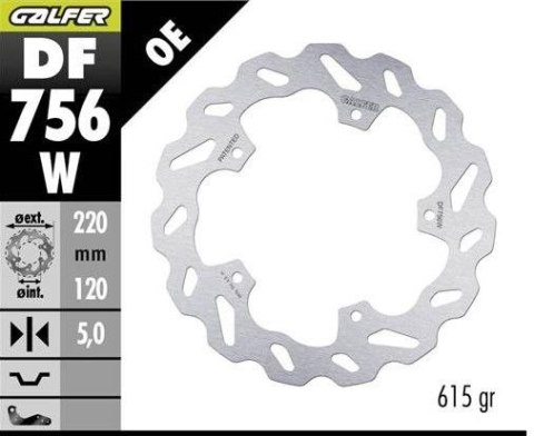 GALFER TARCZA HAMULCOWA TYŁ BMW HP 4 '12-; M 1000R '21-; S 1000 R '14-'23; S 1000RR '09-'20 (WAVE FIXED) (220X120X5MM)
