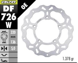 GALFER TARCZA HAMULCOWA TYŁ BMW K 1600GT '11; K 1600 GRAND AMERICA '18- (WAVE FIXED) (320X136X5MM)
