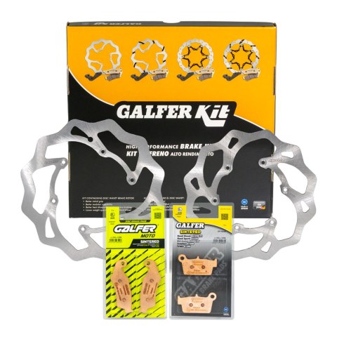 GALFER ZESTAW BETA RR 2T 250/300 RACING '13-; RR 4T 350/390/430/480 RACING '13- (TARCZE I KLOCKI HAMULCOWE PRZÓD I TYŁ) - PATRZ 