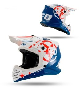 UFO 2026/01 KASK KOREY CROSS DZIECIĘCY / JUNIOR / KID KOLOR NIEBIESKI/BIAŁY ROZMIAR S ( HOMOLOGACJA ECE 22R06, ZAPIĘCIE MIKROMET