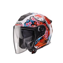 CABERG KASK OTWARTY JET OTWARTY FLYON II KOI BIAŁY/CZERWONY/POMARAŃCZOWY/NIEBIESKI ROZMIAR M