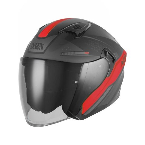 NOX KASK OTWARTY JET Z BLENDĄ N130 EKTO KOLOR CZERWONY/CZARNY MAT ROZMIAR L