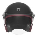 NOX PREMIUM KASK OTWARTY JET HERITAGE LEATHER KOLOR CZARNY MAT/CZERWONY ROZMIAR S