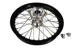 REX WHEELS KOMPLETNE KOŁO TYLNE REX 18 CALI 18 X 2,15 CZARNA FELGA / SREBRNA PIASTA / SREBRNE SZPRYCHY / SREBRNE NYPLE (OŚ 22 MM