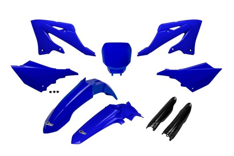 UFO KOMPLET PLASTIKÓW (FULL KIT) Z OSŁONAMI TELESKOPÓW (AMORTYZATORÓW) YAMAHA YZ 125 / 250 '22-'26 KOLOR NIEBIESKI OEM (OSŁONY T