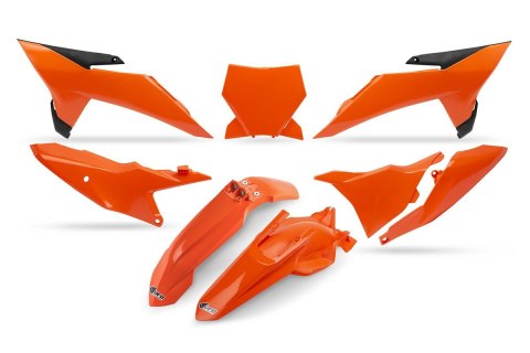 UFO 2025/11 KOMPLET PLASTIKÓW Z OSŁONĄ LAMPY KTM SX 85 '25-'26 KOLOR POMARAŃCZOWY