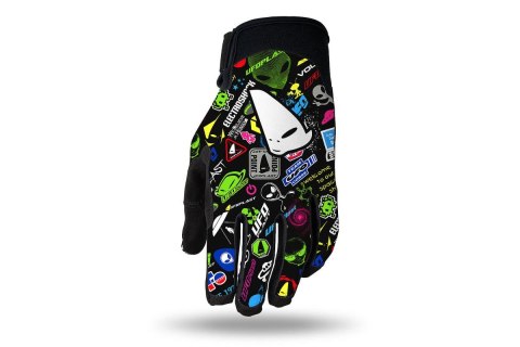 UFO RĘKAWICE SKYLINE KIDS MOTOCROSS KOLOR CZARNY / MIX APLIKACJI UFO ROZMIAR M - KOLEKCJA 2025/2026