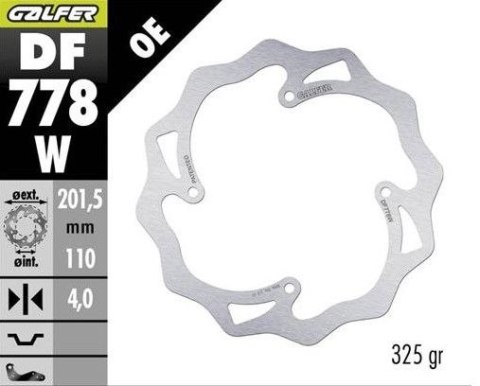 GALFER TARCZA HAMULCOWA TYŁ KTM SX 85 '07-'10; XC 105 '07- (201X110X4) WAVE