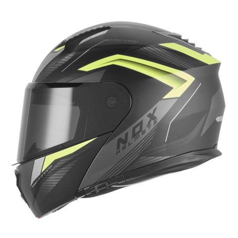 NOX KASK SZCZĘKOWY (FLIP-UP) Z BLENDĄ N968 SHIFT KOLOR CZARNY MAT/ŻÓŁTY FLUO ROZMIAR M