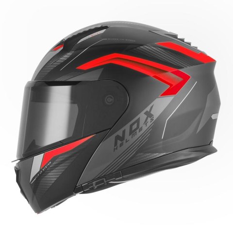 NOX KASK SZCZĘKOWY (FLIP-UP) Z BLENDĄ N968 SHIFT KOLOR CZARNY/CZERWONY MAT ROZMIAR M