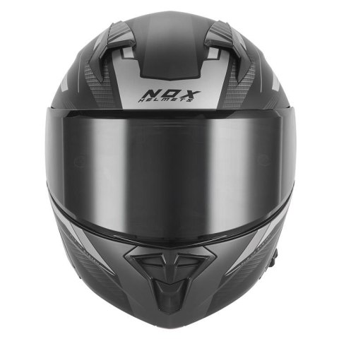 NOX KASK SZCZĘKOWY (FLIP-UP) Z BLENDĄ N968 SHIFT KOLOR CZARNY/SREBRNY MAT ROZMIAR XL