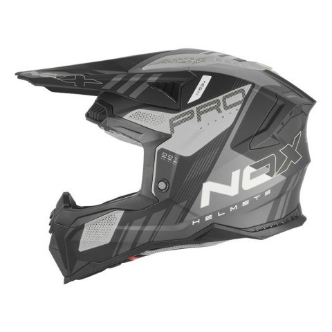 NOX PROMOCJA KASK OFF ROAD / CROSS N634 STORM KOLOR SREBRNY MAT/CZARNY ROZMIAR L