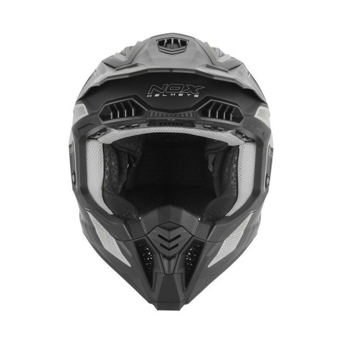NOX PROMOCJA KASK OFF ROAD / CROSS N634 STORM KOLOR SREBRNY MAT/CZARNY ROZMIAR S