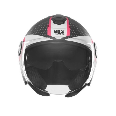 NOX KASK OTWARTY JET Z BLENDĄ N182 ROUND KOLOR CZARNY MAT/RÓŻOWY ROZMIAR M