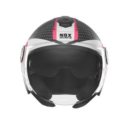 NOX KASK OTWARTY JET Z BLENDĄ N182 ROUND KOLOR CZARNY MAT/RÓŻOWY ROZMIAR XS