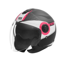 NOX KASK OTWARTY JET Z BLENDĄ N182 ROUND KOLOR CZARNY MAT/RÓŻOWY ROZMIAR S