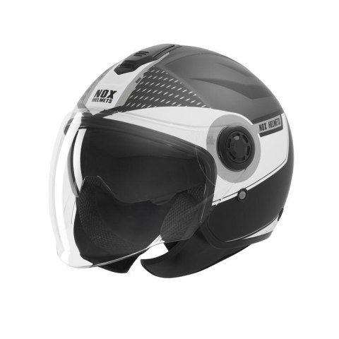 NOX KASK OTWARTY JET Z BLENDĄ N182 ROUND KOLOR CZARNY MAT/SREBRNY ROZMIAR XL