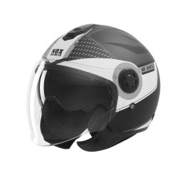 NOX KASK OTWARTY JET Z BLENDĄ N182 ROUND KOLOR CZARNY MAT/SREBRNY ROZMIAR M