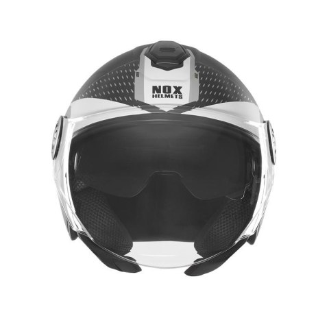 NOX KASK OTWARTY JET Z BLENDĄ N182 ROUND KOLOR CZARNY MAT/SREBRNY ROZMIAR S