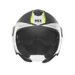 NOX KASK OTWARTY JET Z BLENDĄ N182 ROUND KOLOR CZARNY MAT/ŻÓŁTY FLUO ROZMIAR L