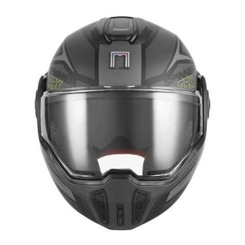 NOX PREMIUM KASK SZCZĘKOWY FLIP-BACK (SZCZĘKA DO TYŁU) Z BLENDĄ SPINNER ARK KOLOR CZARNY MAT/ŻÓLTY FLUO ROZMIAR L