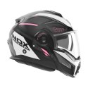NOX PREMIUM KASK SZCZĘKOWY FLIP-BACK (SZCZĘKA DO TYŁU) Z BLENDĄ SPINNER ARK KOLOR CZARNY/BIAŁY/RÓŻOWY ROZMIAR M