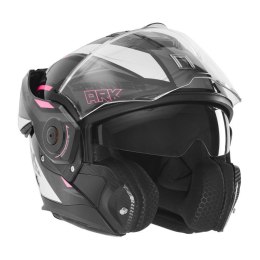 NOX PREMIUM KASK SZCZĘKOWY FLIP-BACK (SZCZĘKA DO TYŁU) Z BLENDĄ SPINNER ARK KOLOR CZARNY/BIAŁY/RÓŻOWY ROZMIAR XS