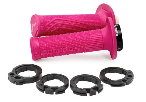 DOMINO MANETKI (GRIPY) OFF ROAD D-LOCK (Z ADAPTERAMI ROLGAZU - KTM, HUSQVARNA, GASGAS, HONDA, KAWASAKI, SUZUKI, YAMAHA) KOLOR RÓ