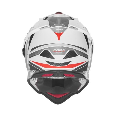 NOX PROMOCJA KASK OFFROAD / TRAIL DUOSPORT (DUAL) N312 TRACK Z SZYBKĄ I BLENDĄ KOLOR CZERWONY/BIAŁY ROZMIAR S