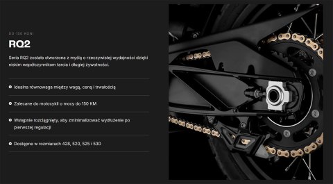 TSUBAKI ŁAŃCUCH NAPĘDOWY 525 RQ2 122 PROFESSIONAL ROAD X-RING CHAIN KOLOR ZŁOTO CZARNY G&B (122 OGNIW, OTWARTY ZAKUWKA W ZESTAWI