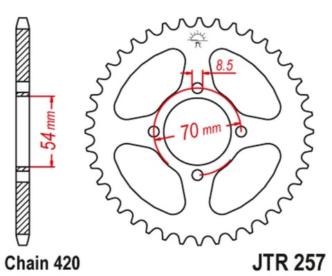 JT ZĘBATKA TYLNA 257 39 HONDA C 50/70 '75-87' (25739JT) (ŁAŃ420) NA ZAMÓWIENIE