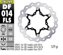 GALFER TARCZA HAMULCOWA PRZÓD HONDA CR 125R/250R '95-'07, CR 500 '95-'00, CRF 250R/450R '02- WAVE (270X101X3MM) (OVERSIZE 270)
