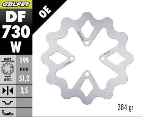GALFER TARCZA HAMULCOWA TYŁ YAMAHA YFZ 450 '03-05 (199X51,2X3,5MM)