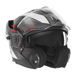 NOX PROMOCJA PREMIUM KASK SZCZĘKOWY FLIP-BACK (SZCZĘKA DO TYŁU) Z BLENDĄ SPINNER ARK KOLOR CZARNY/BIAŁY/CZERWONY ROZMIAR S