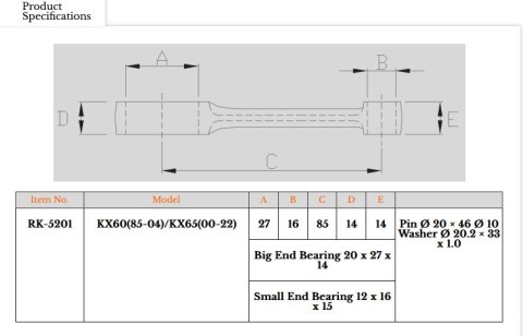 ROYAL RODS KORBOWÓD KAWASAKI KX 60 '85-'04, KX 65 (KX65) '00-'26, SUZUKI RM 60 '03, RM 65 '03-'05