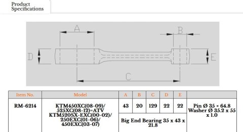 ROYAL RODS KORBOWÓD KTM 250 (EXC-F250) '01-'06, EXCF 450 (EXC-F450) '03-'07, SX/EXC 520/525 '00-'07