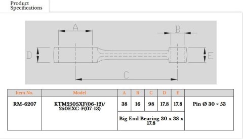 ROYAL RODS KORBOWÓD KTM SXF 250 (SX-F250) '06-'12, EXCF 250 (EXC-F250) '07-'13