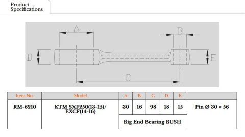 ROYAL RODS KORBOWÓD KTM SXF 250 (SX-F250) '13-'15, EXCF 250 (EXC-F250) '14-'16