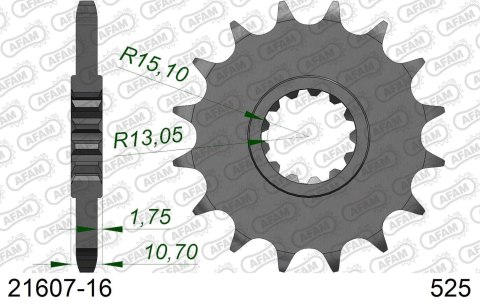 AFAM 2026/04 ZĘBATKA PRZEDNIA 2091 16 YAMAHA FZ8 '10-'17, MT 09 '14-'20, MT 07 '14-'24 TDM 900 '02-'13 (JTF1591.16) (ŁAŃC. 525)